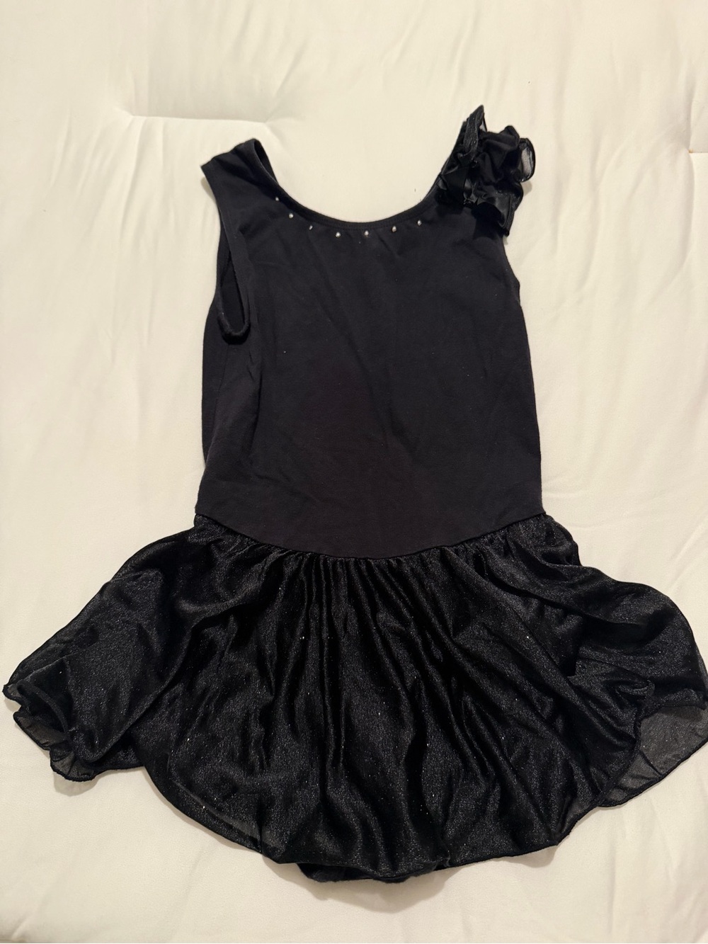 Danskin Black Sparkle Ballet Dress with Shoulder Flower
